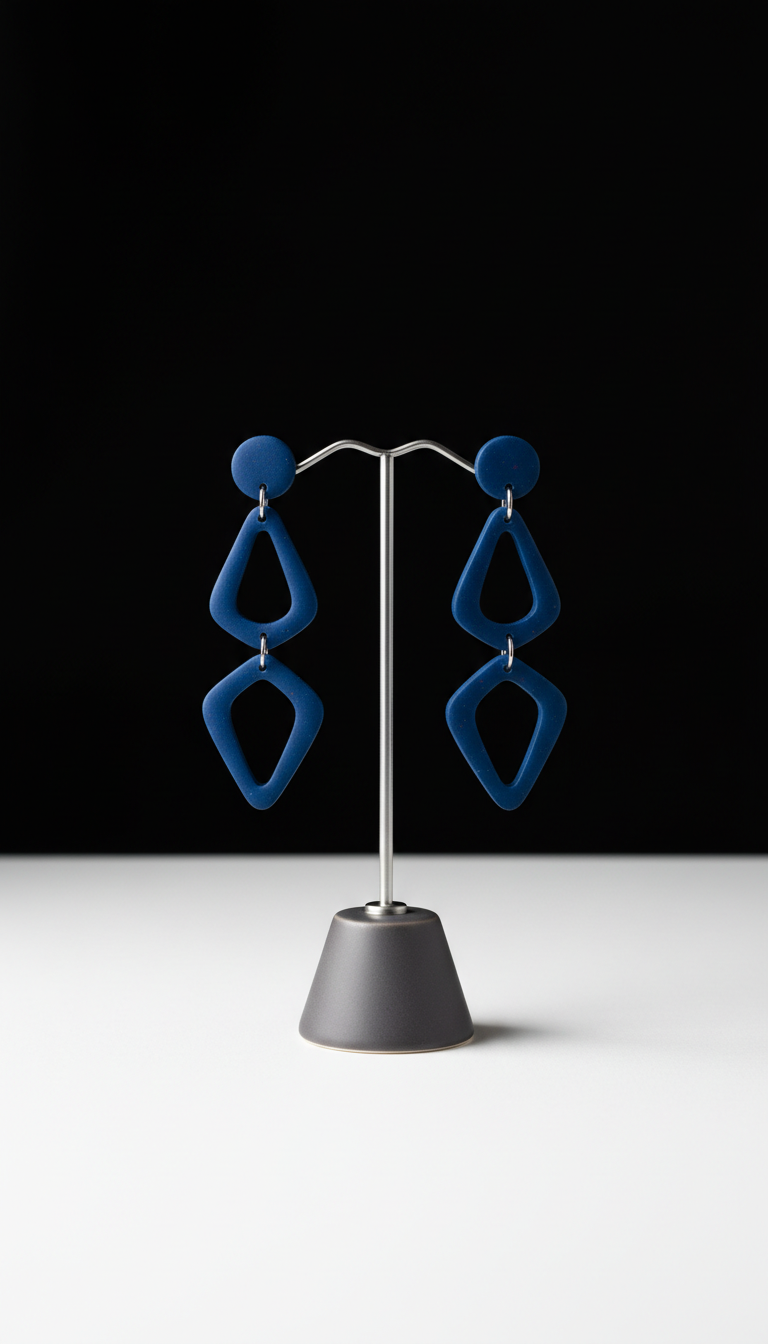 Sapphire Blue Clay Dangle Earrings