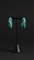 Cool Teal Geometric Clay Hoop Earrings